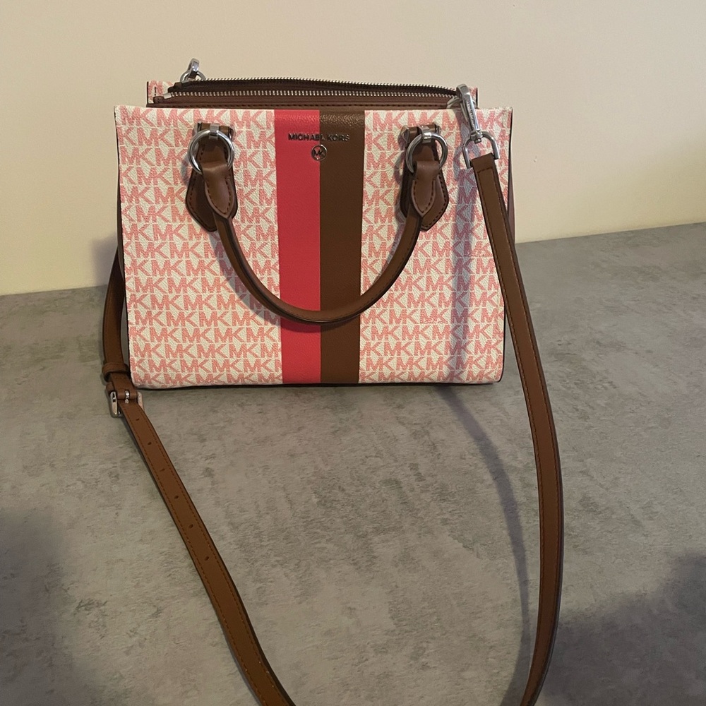 Michael Kors Purse- Marilyn Medium Logo Stripe Satchel